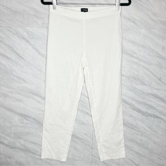Theory Basic Pull on Pant Linen Organic Blend Stretch Crop Stretch Capri 0 XS - Picture 6 of 14